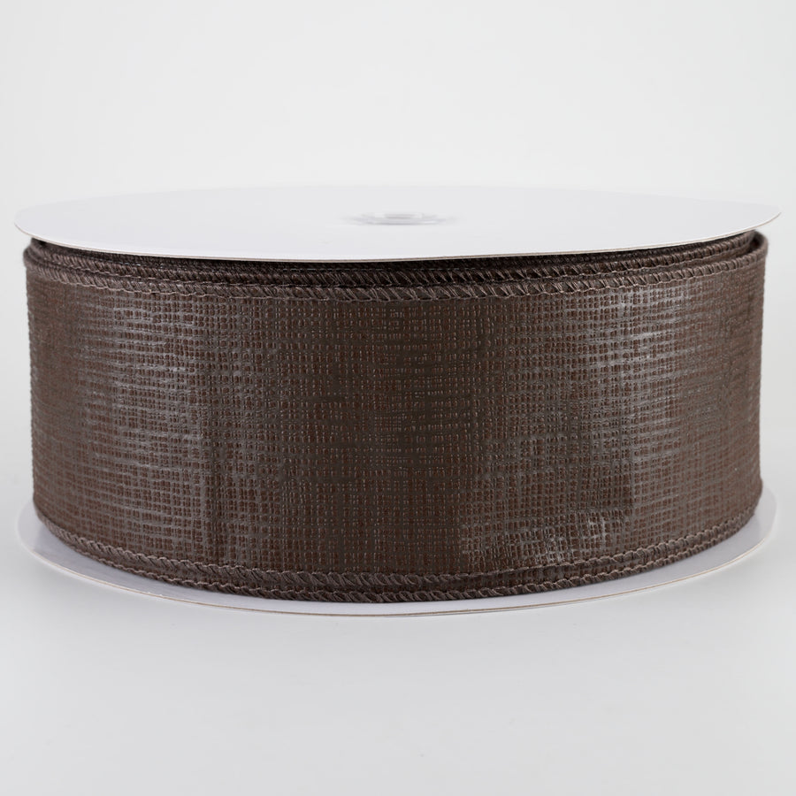 2.5" Embossed Crosshatch Breeze Ribbon: Dark Brown (50 Yards)