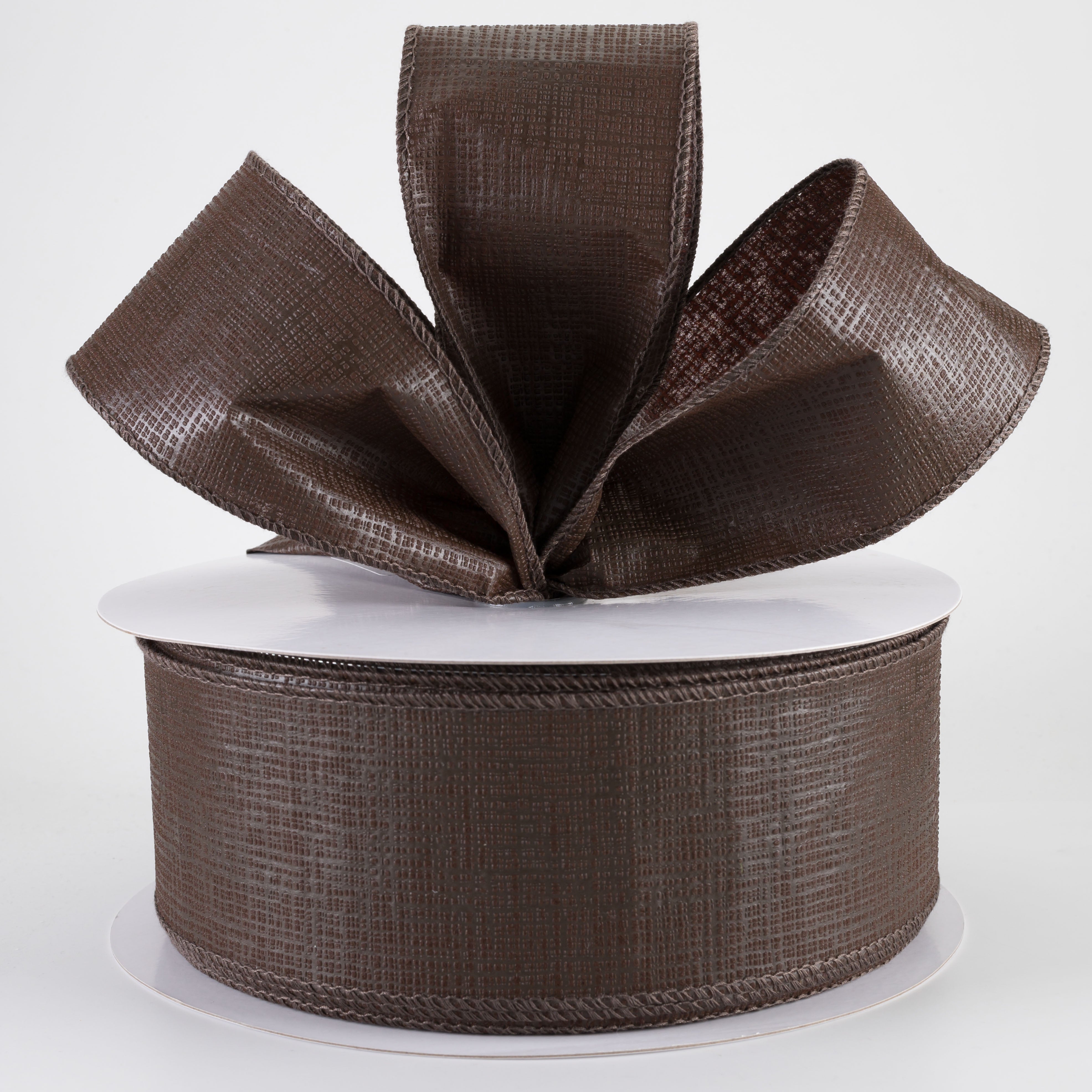 2.5" Embossed Crosshatch Breeze Ribbon: Dark Brown (50 Yards)