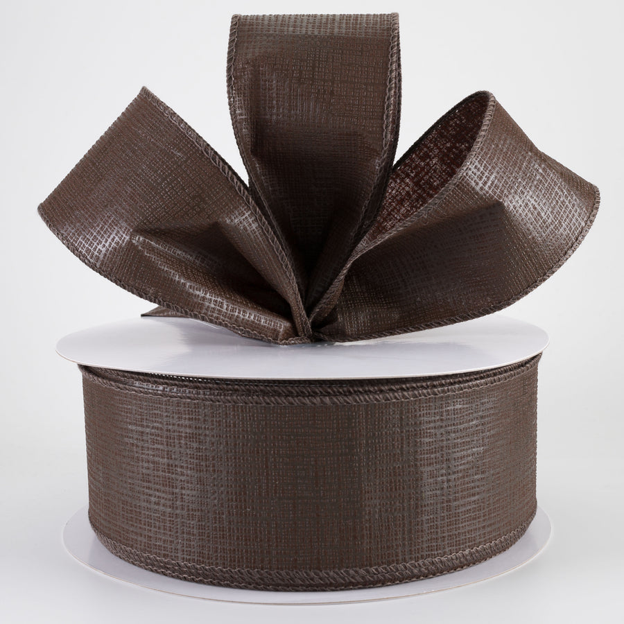 2.5" Embossed Crosshatch Breeze Ribbon: Dark Brown (50 Yards)