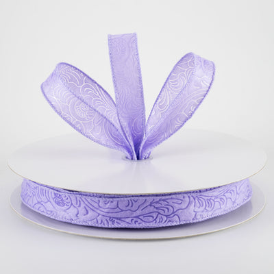 7/8" Embossed Flower Breeze Ribbon: Lavender Purple (50 Yards)