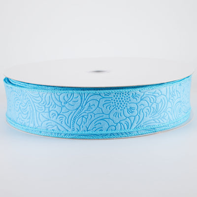 1.5" Embossed Flower Breeze Ribbon: Light Blue (50 Yards)