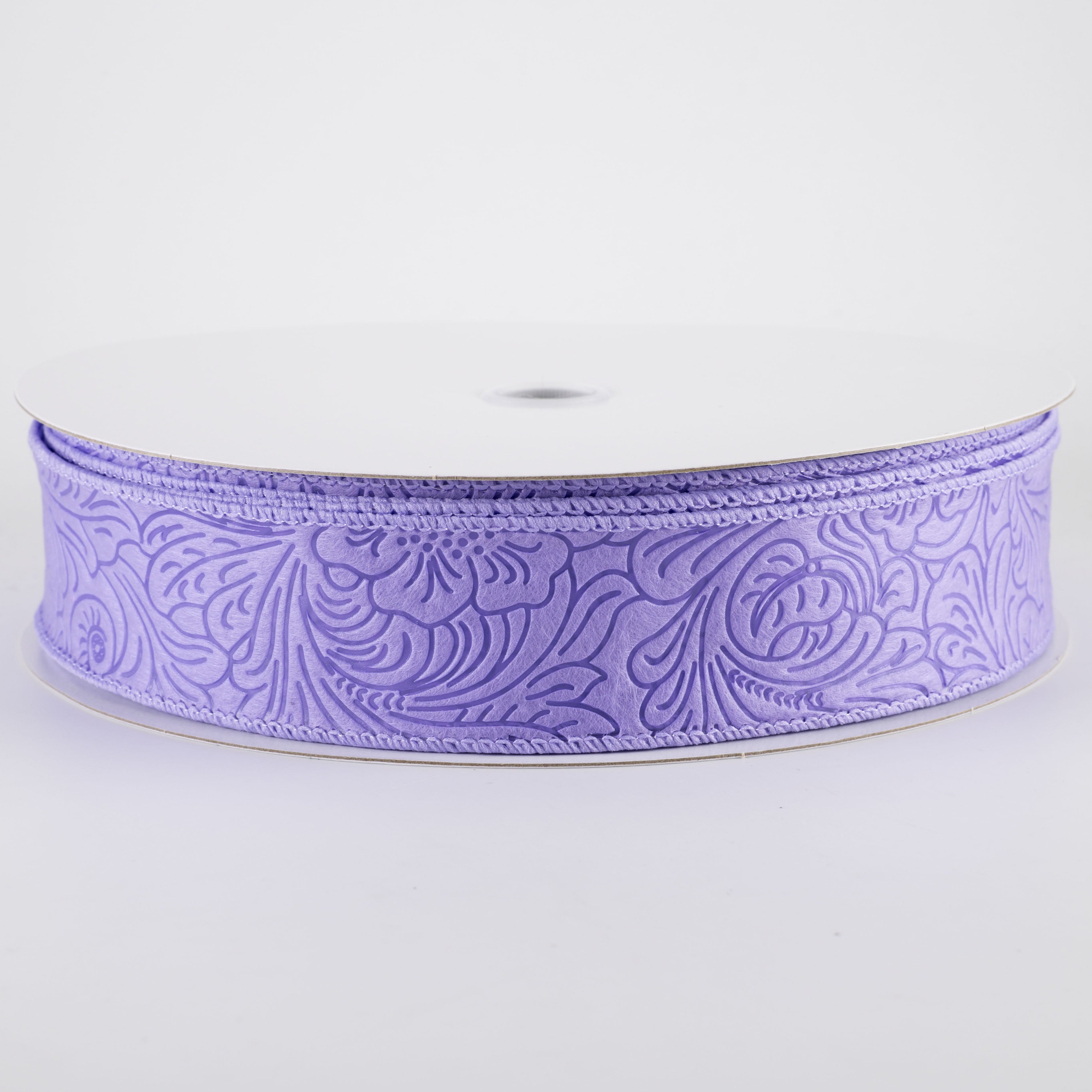 1.5" Embossed Flower Breeze Ribbon: Lavender Purple (50 Yards)