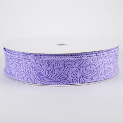 1.5" Embossed Flower Breeze Ribbon: Lavender Purple (50 Yards)