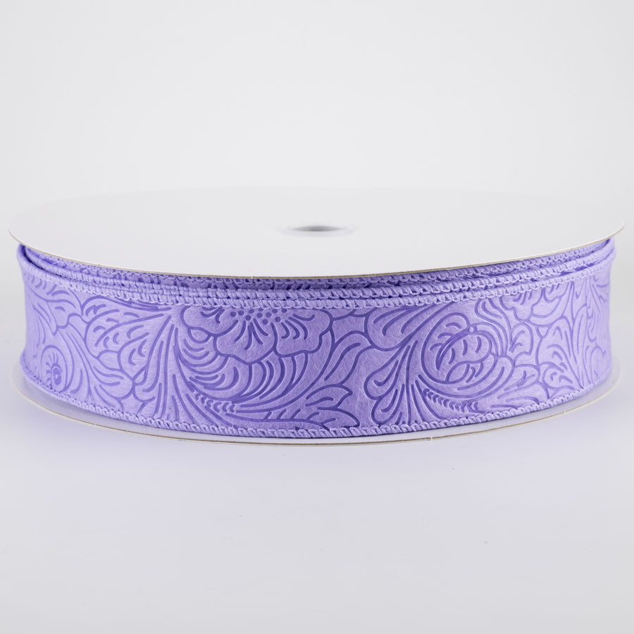 1.5" Embossed Flower Breeze Ribbon: Lavender Purple (50 Yards)