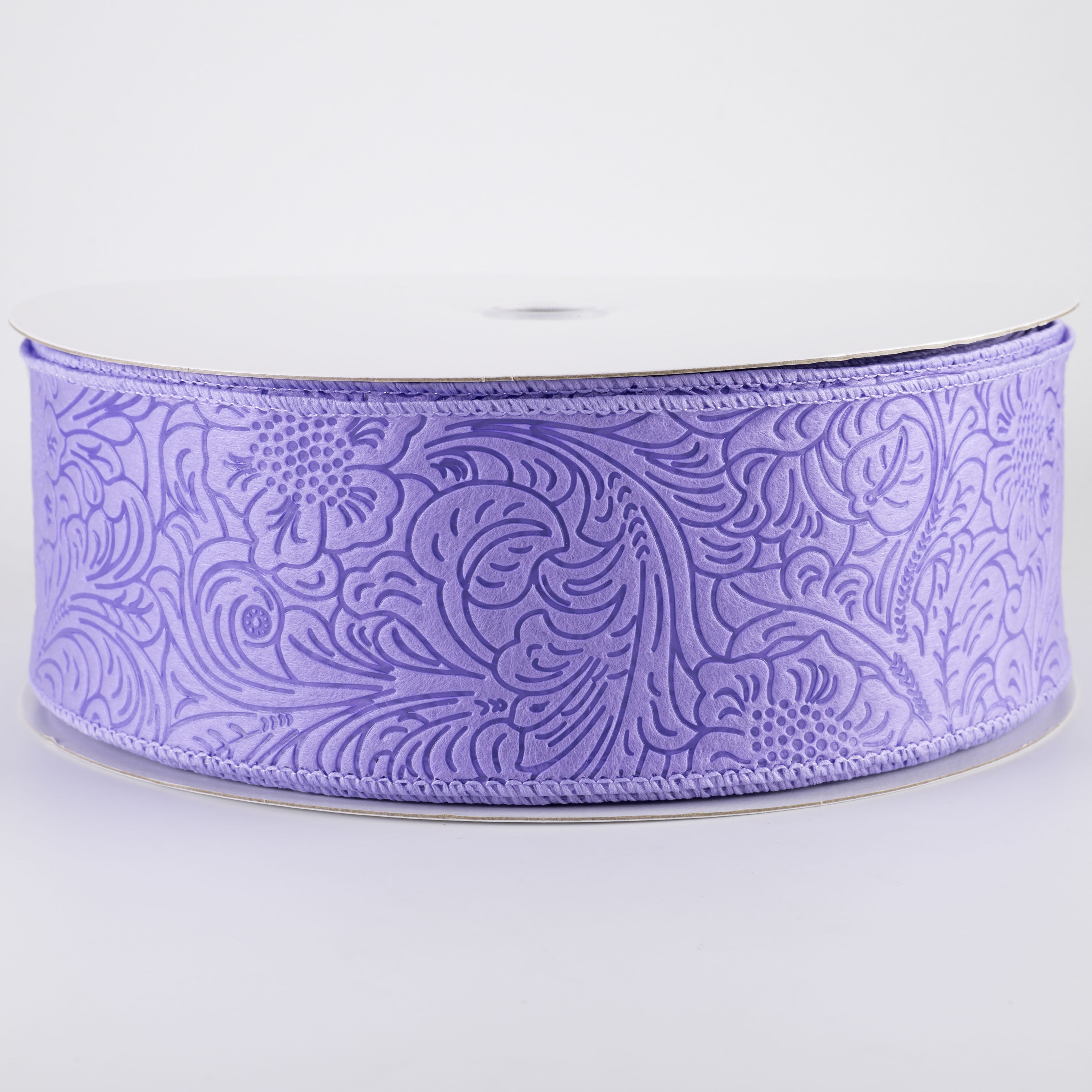 2.5" Embossed Flower Breeze Ribbon: Lavender Purple (50 Yards)
