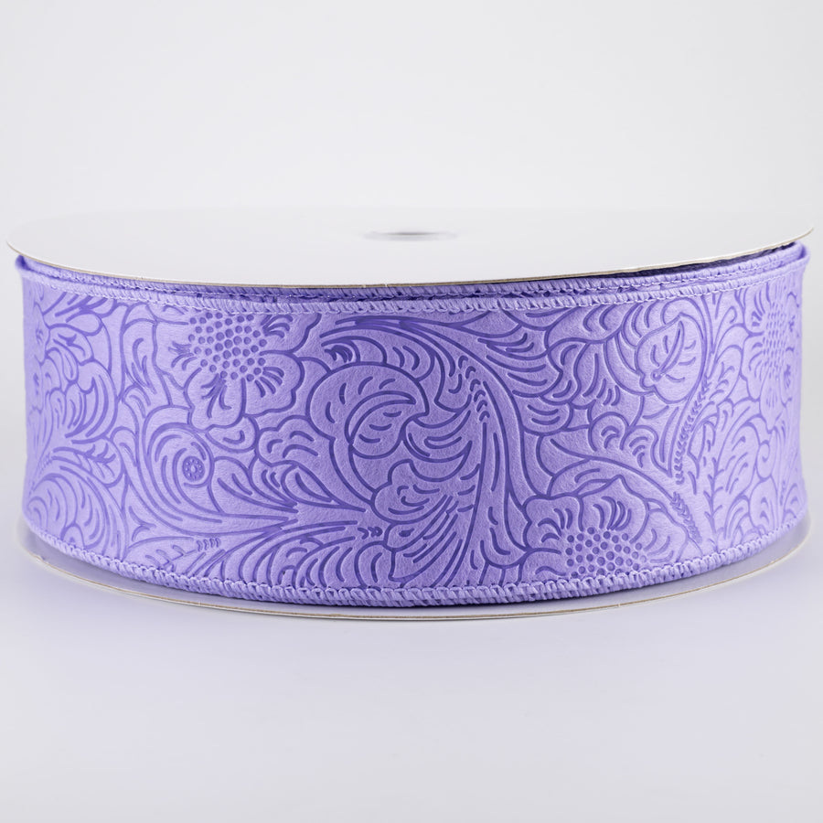2.5" Embossed Flower Breeze Ribbon: Lavender Purple (50 Yards)