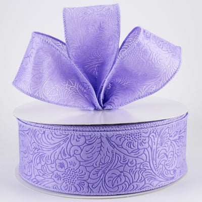 2.5" Embossed Flower Breeze Ribbon: Lavender Purple (50 Yards)