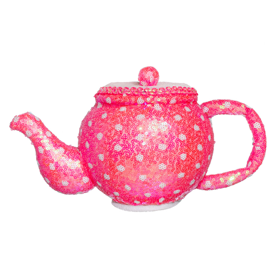 10" Sequin Polkadot Tea Pot: Iridescent Pink