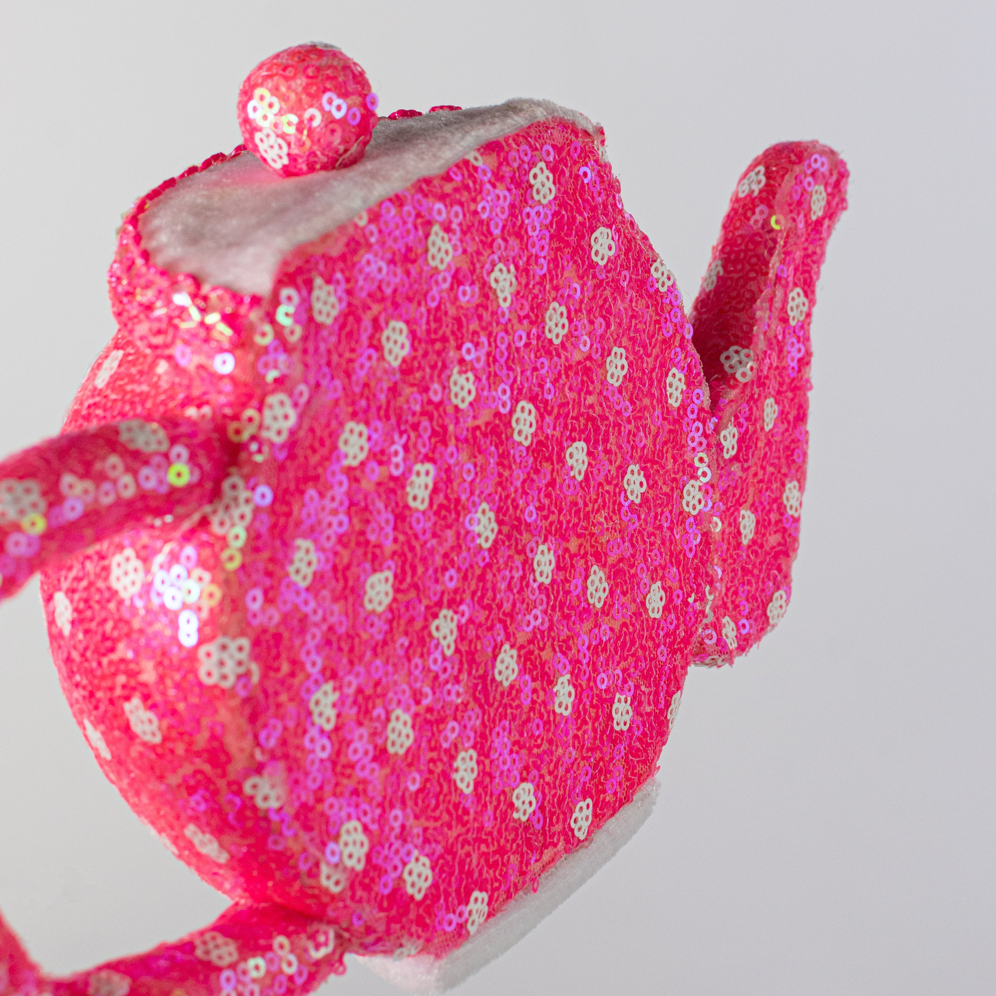 10" Sequin Polkadot Tea Pot: Iridescent Pink