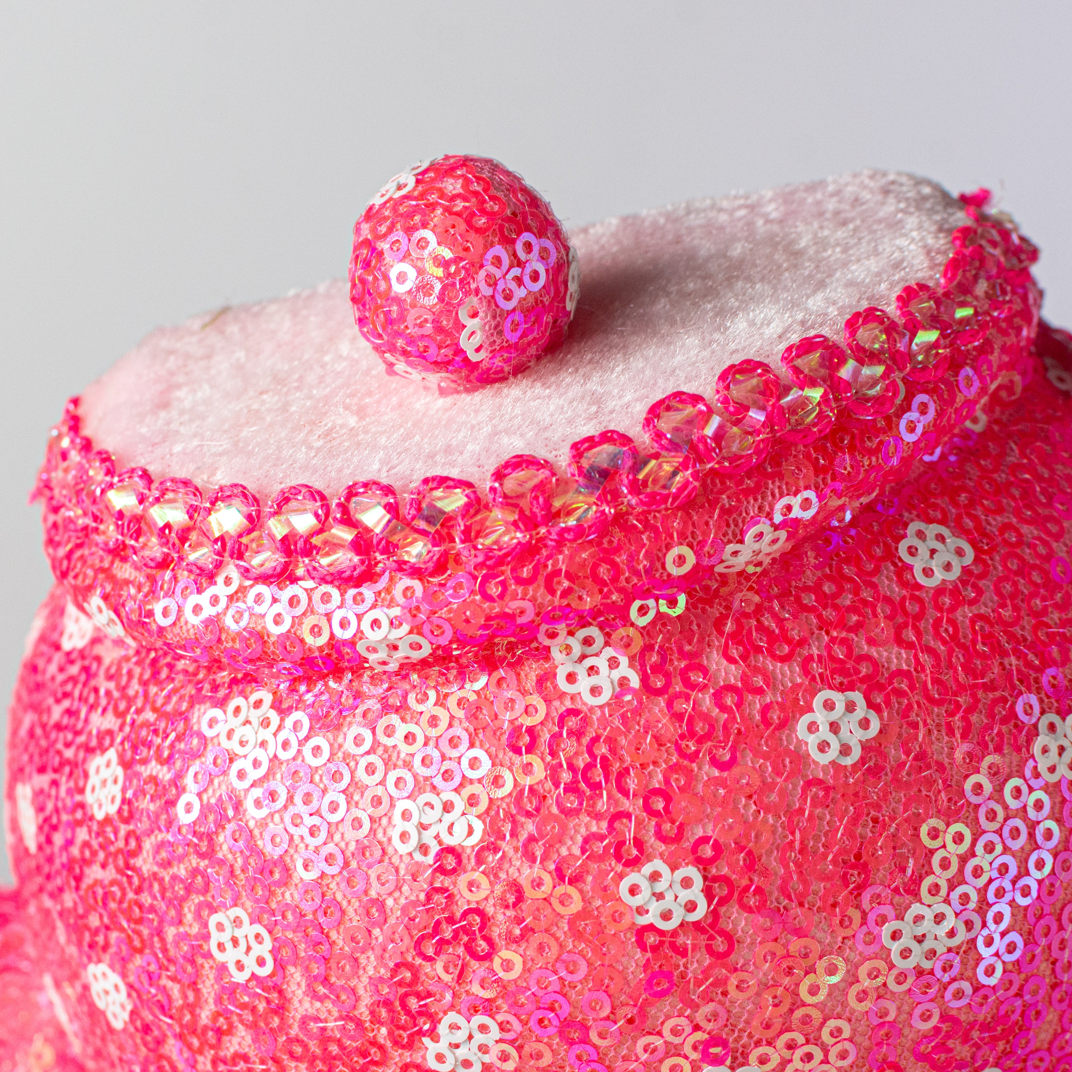 10" Sequin Polkadot Tea Pot: Iridescent Pink