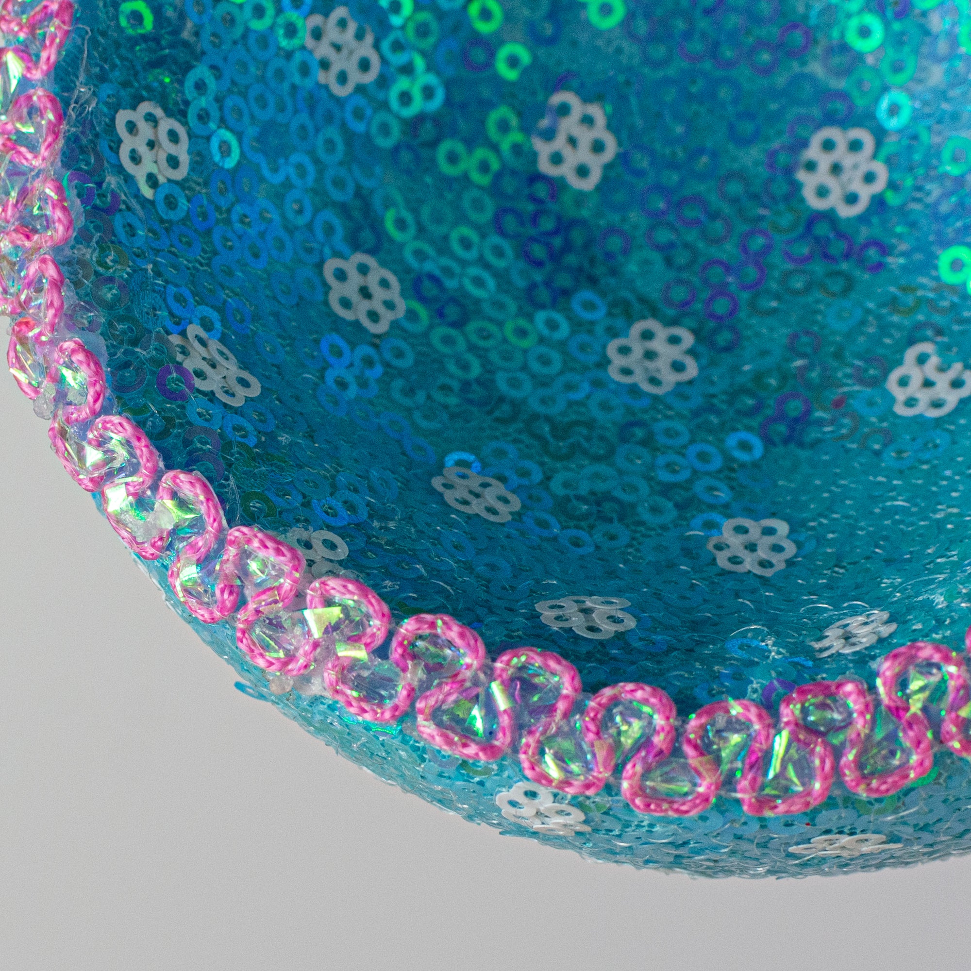 6" Sequin Polkadot Tea Cup: Iridescent Blue