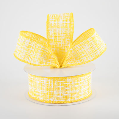 1.5" Embellished Tweed Ribbon: Yellow & White (10 Yards)