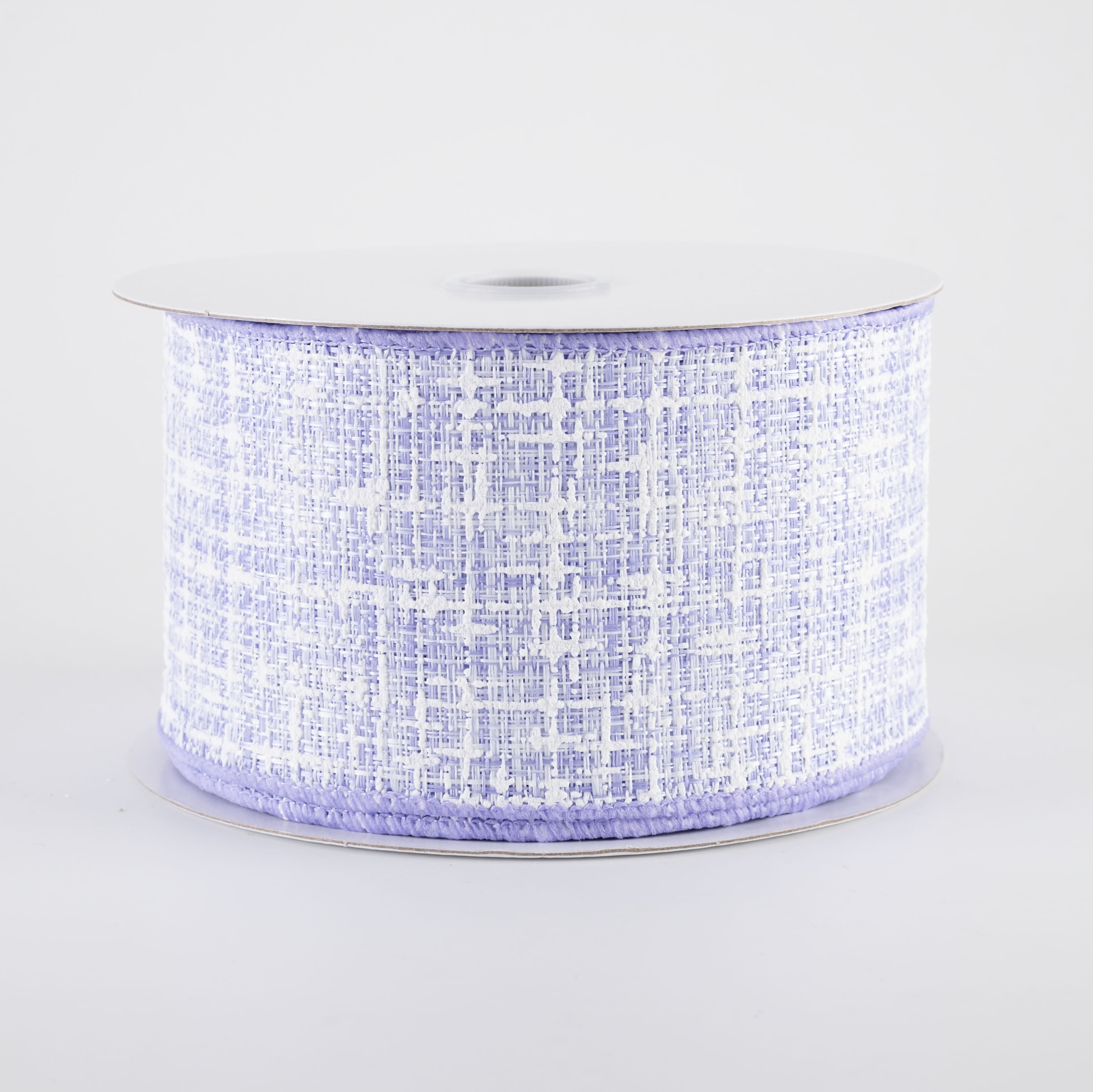 2.5" Embellished Tweed Ribbon: Lavender Purple & White (10 Yards)