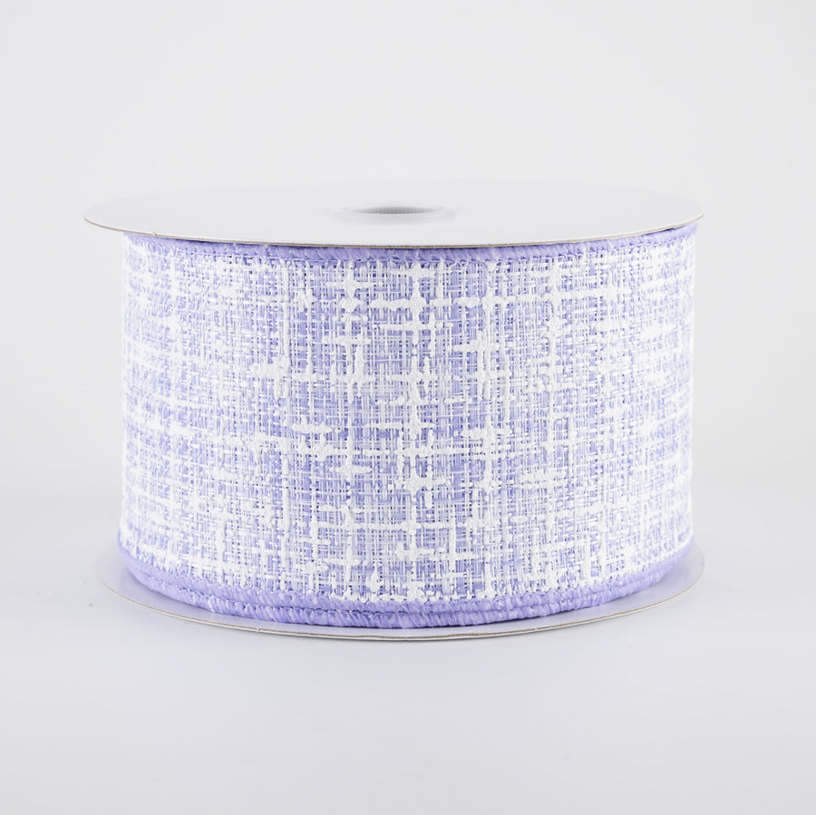 2.5" Embellished Tweed Ribbon: Lavender Purple & White (10 Yards)