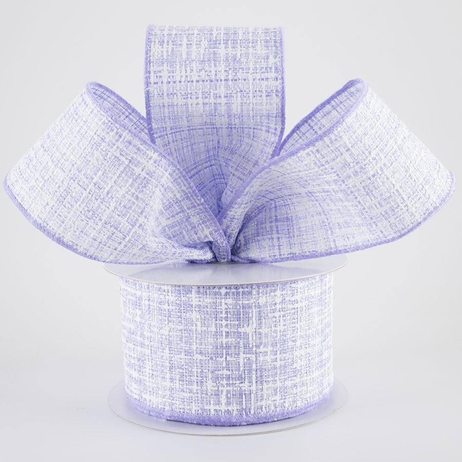 2.5" Embellished Tweed Ribbon: Lavender Purple & White (10 Yards)