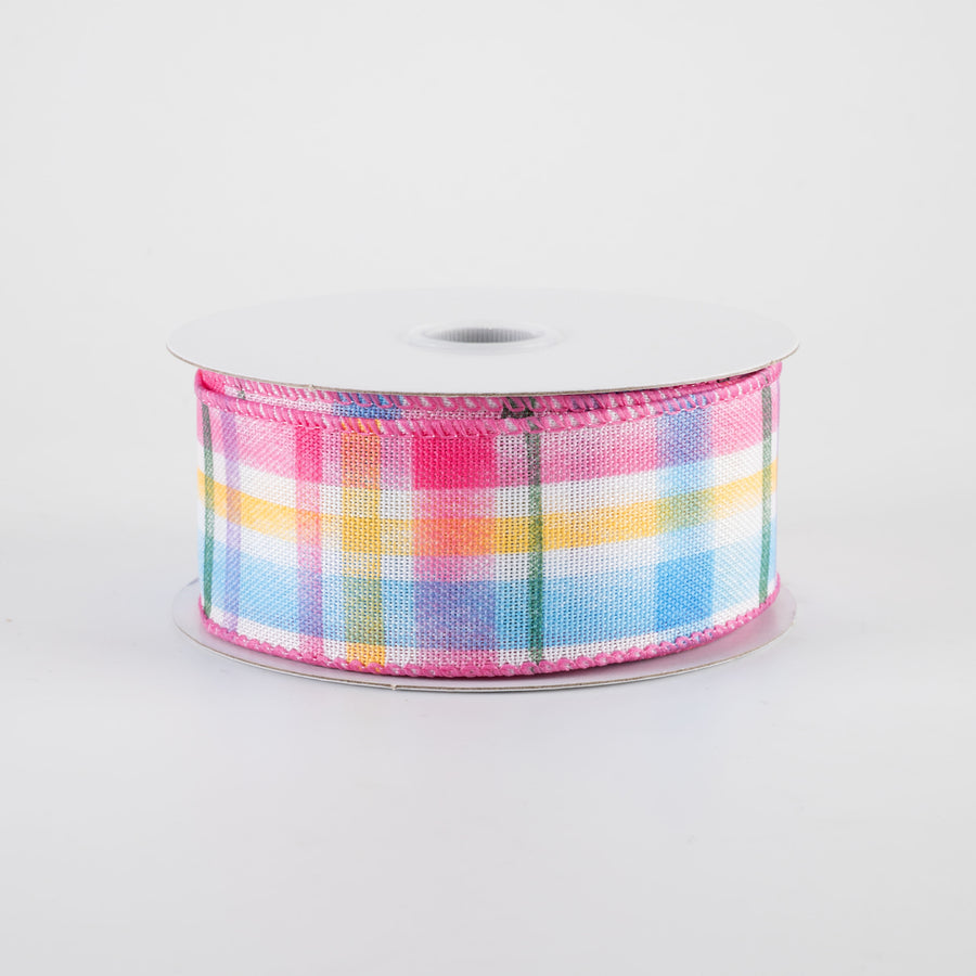 1.5" Watercolor Tuttola Plaid Ribbon: Multicolor (10 Yards)
