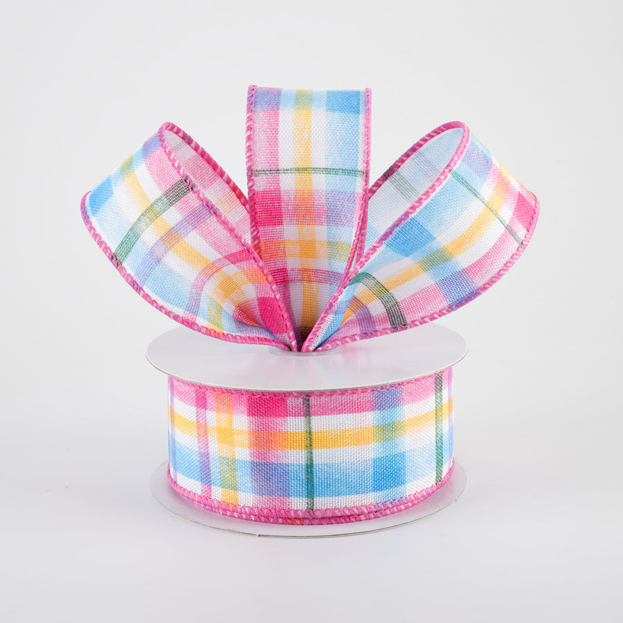 1.5" Watercolor Tuttola Plaid Ribbon: Multicolor (10 Yards)