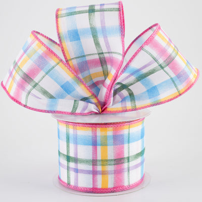 2.5" Watercolor Tuttola Plaid Ribbon: Multicolor (10 Yards)