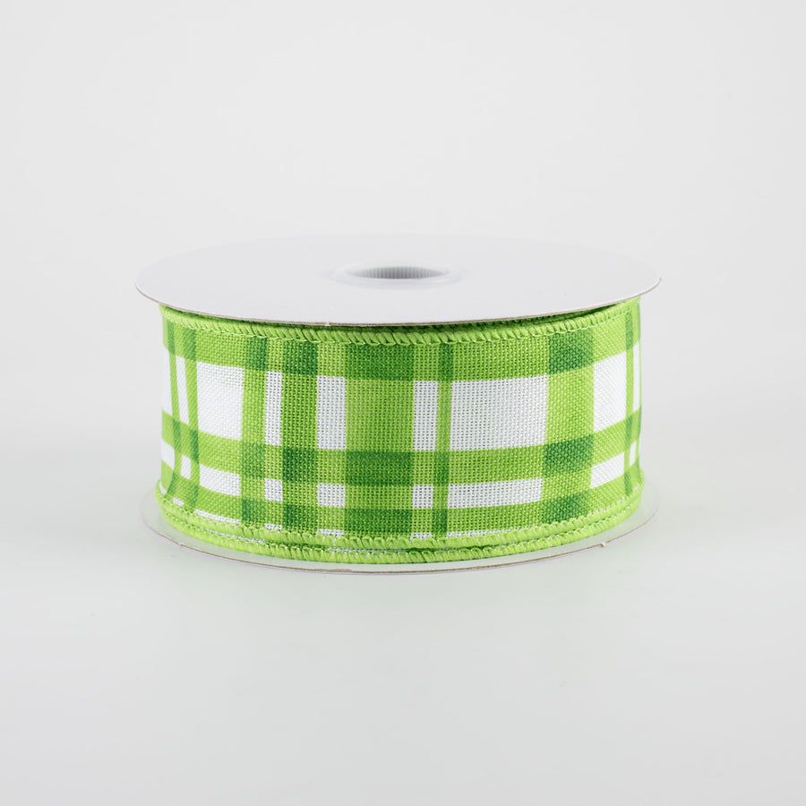1.5" Watercolor Tuttola Plaid Ribbon: Green (10 Yards)