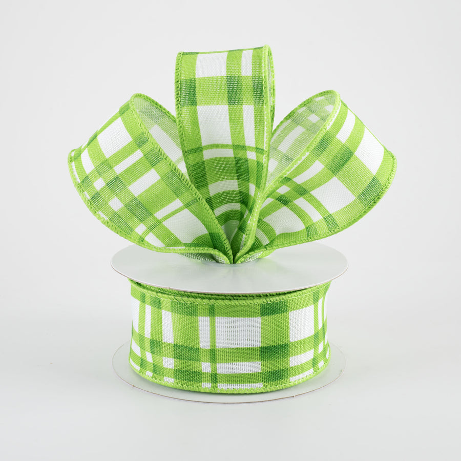 1.5" Watercolor Tuttola Plaid Ribbon: Green (10 Yards)
