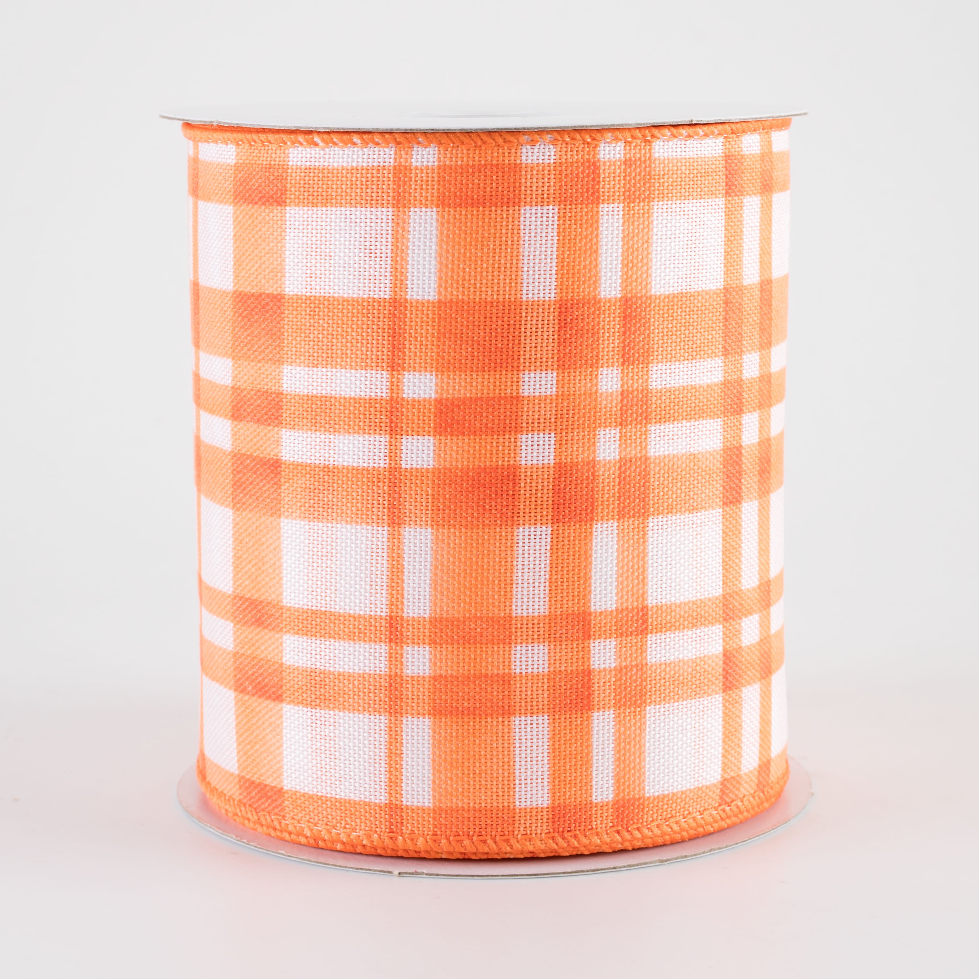 4" Watercolor Tuttola Plaid Ribbon: Orange (10 Yards)