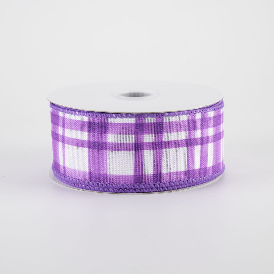 1.5" Watercolor Tuttola Plaid Ribbon: Purple (10 Yards)