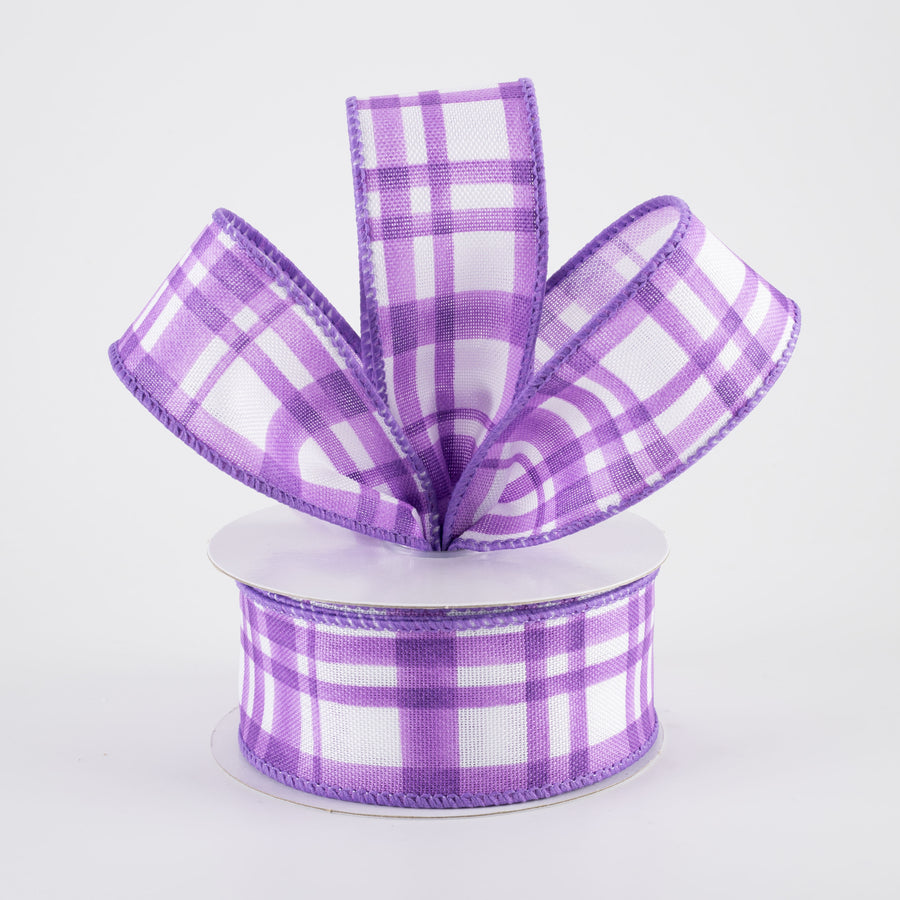 1.5" Watercolor Tuttola Plaid Ribbon: Purple (10 Yards)
