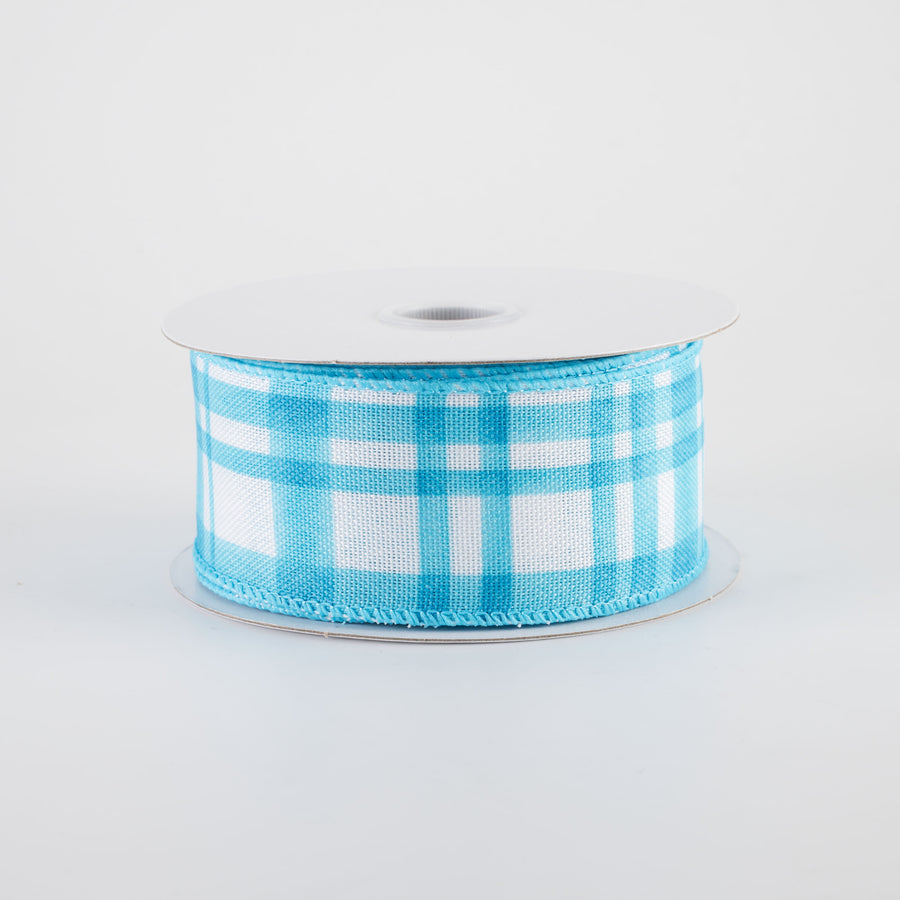 1.5" Watercolor Tuttola Plaid Ribbon: Turquoise Blue (10 Yards)