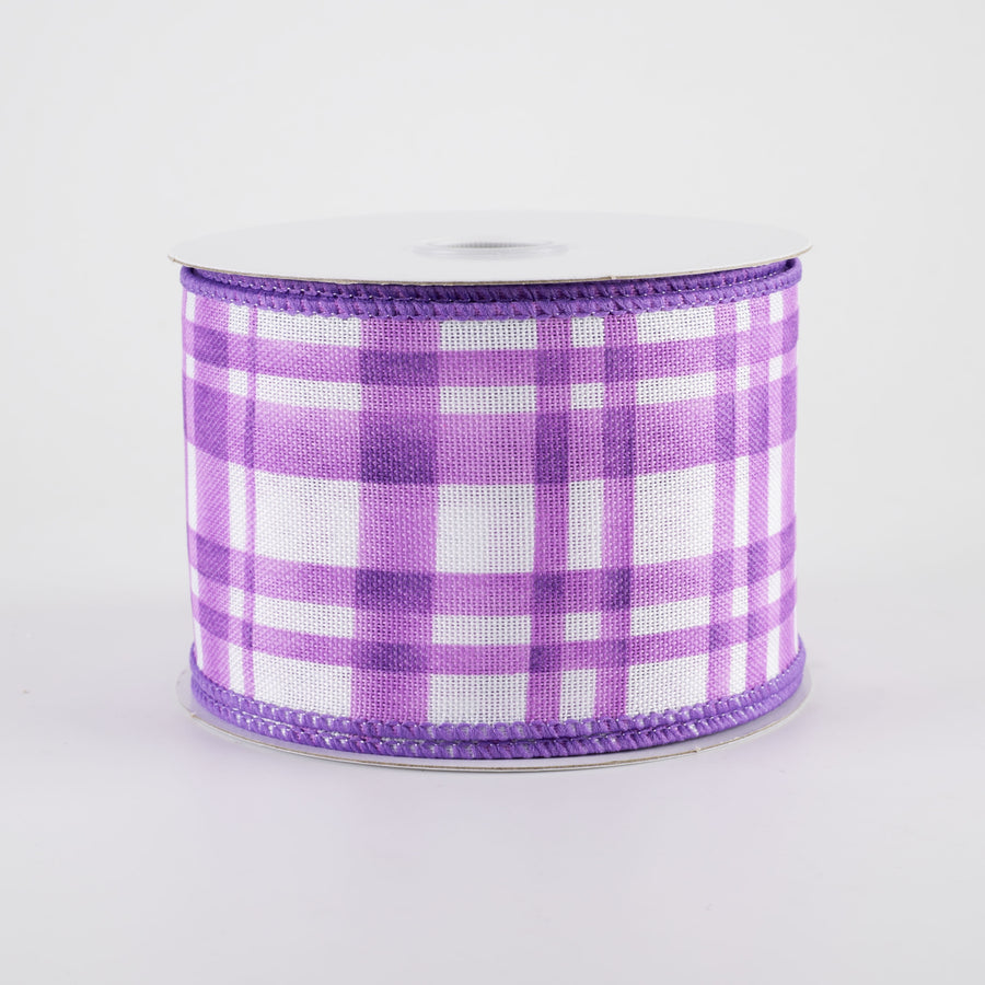 2.5" Watercolor Tuttola Plaid Ribbon: Purple (10 Yards)