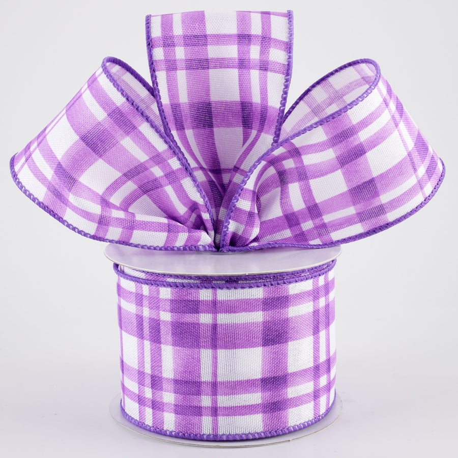2.5" Watercolor Tuttola Plaid Ribbon: Purple (10 Yards)