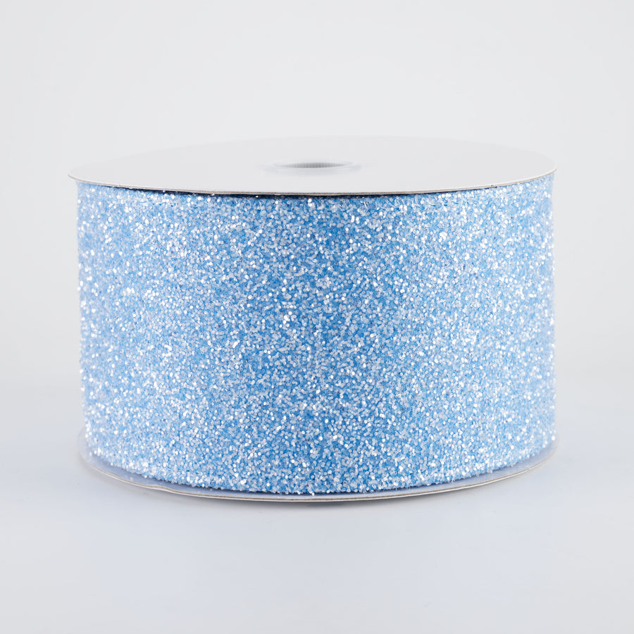 2.5" Candy Glittered Satin Ribbon: Turquoise Blue (10 Yards)