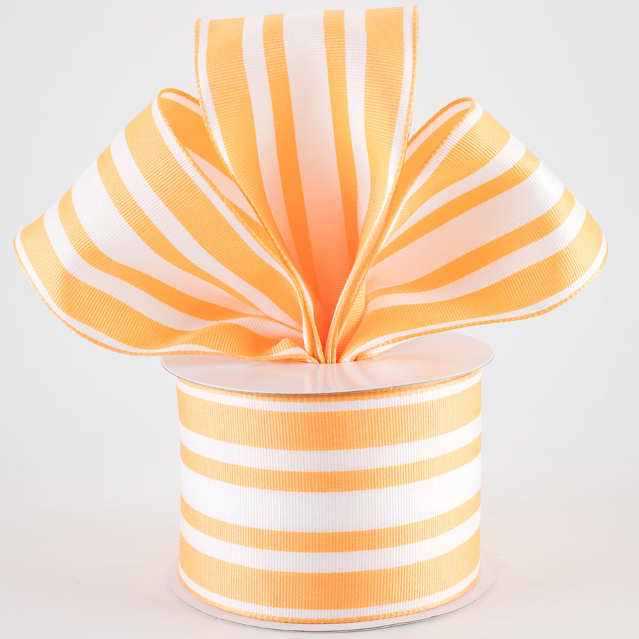 2.5" Modern Ticking Grosgrain Ribbon: Tangerine Orange & White (10 Yards)