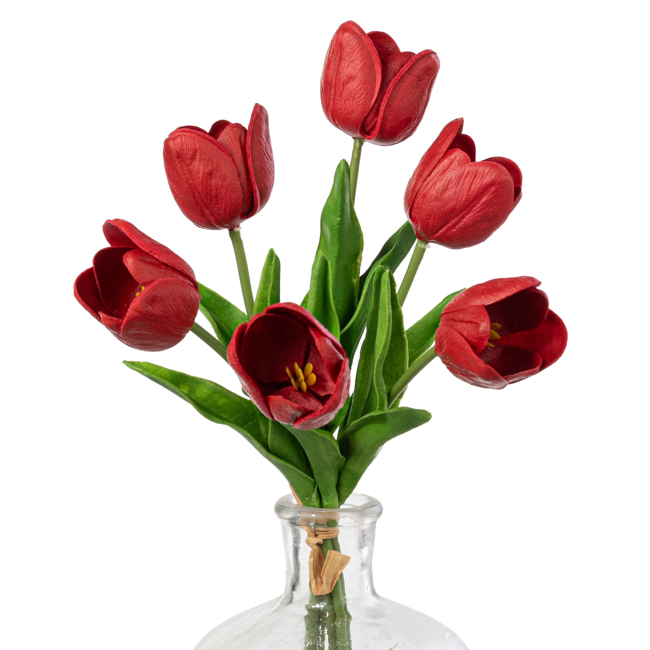 14" Medium Soft Touch Tulip Flower Bundle: Red (6)