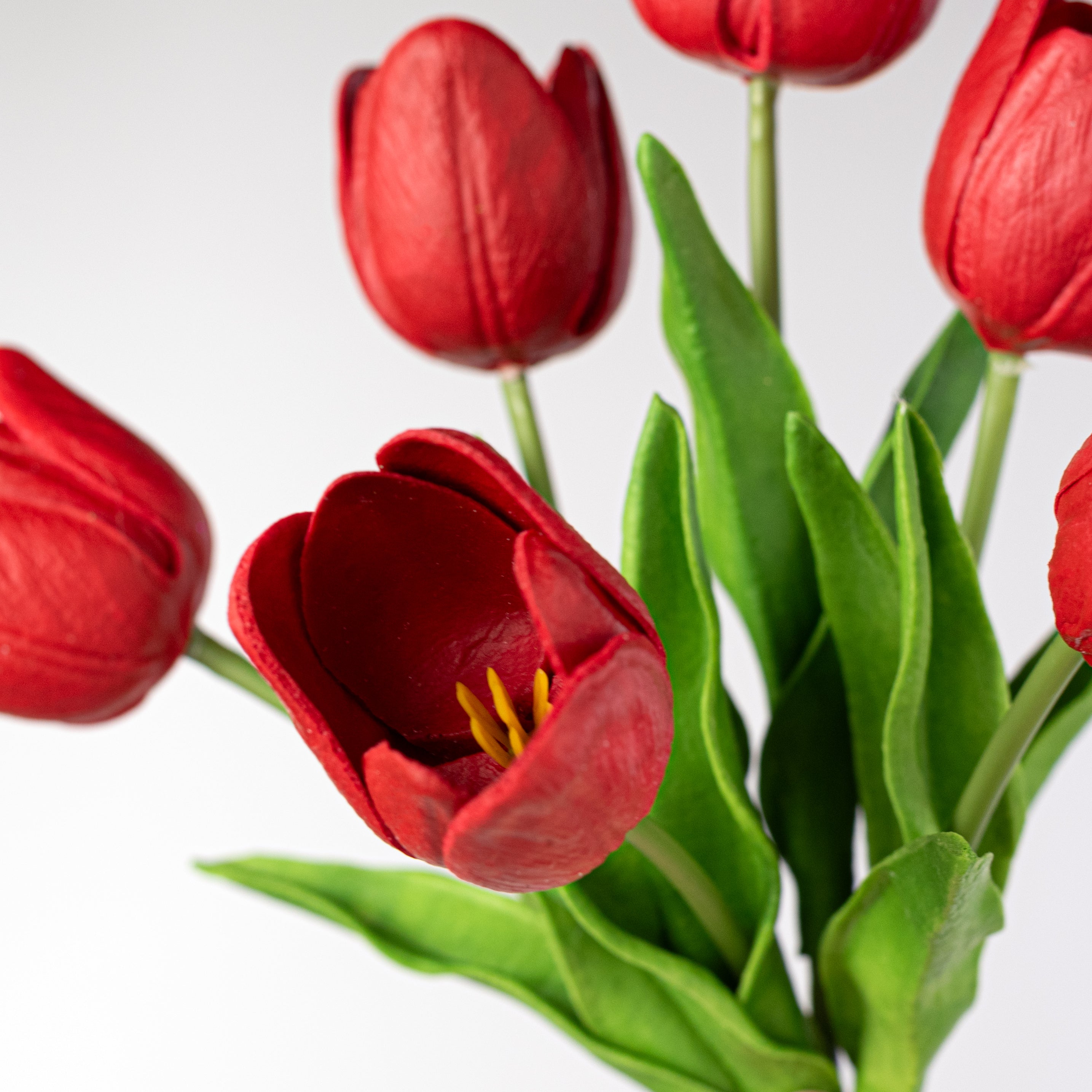14" Medium Soft Touch Tulip Flower Bundle: Red (6)