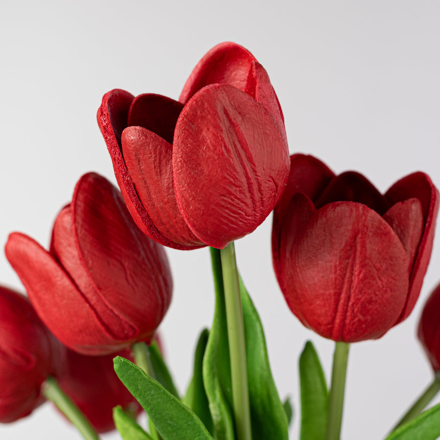 14" Medium Soft Touch Tulip Flower Bundle: Red (6)