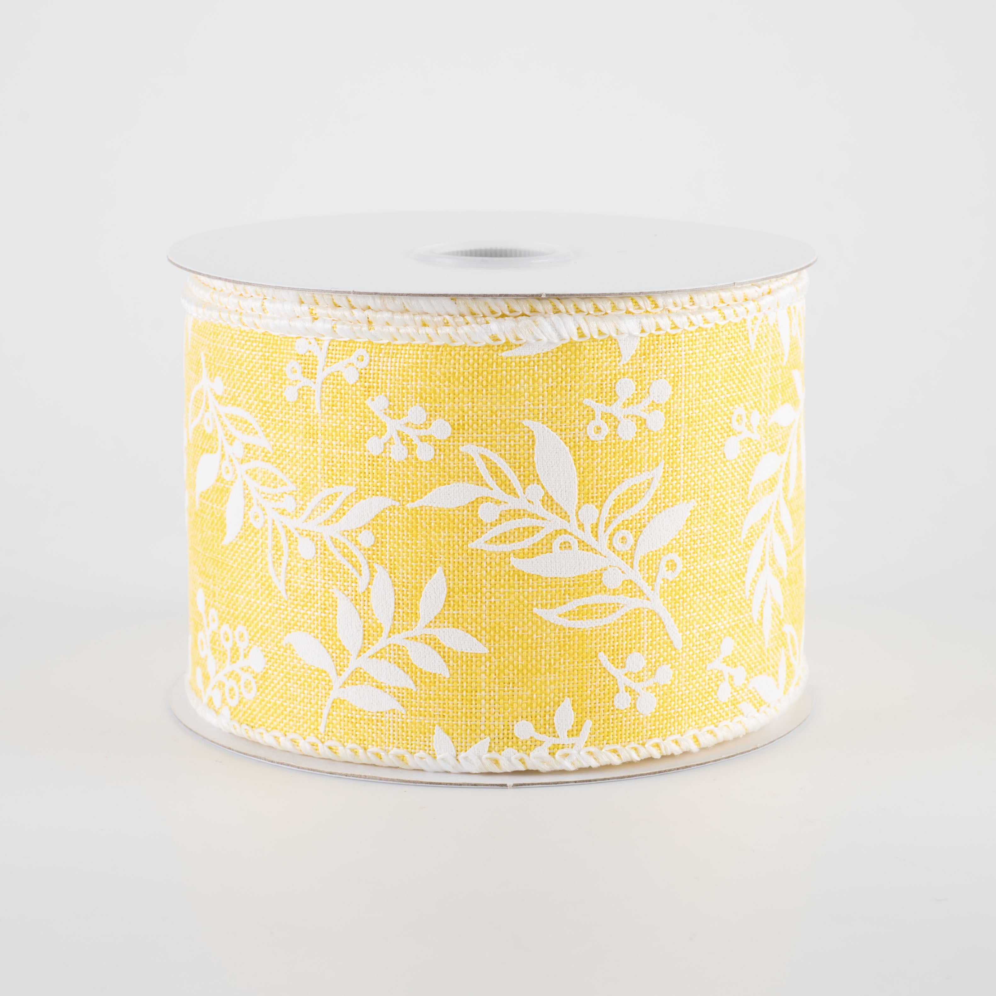 2.5" Linen Foliage Ribbon: Yellow (10 Yards)