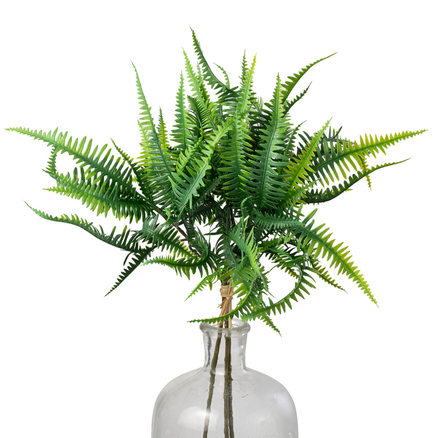 18" Plastic Fern Bundle: Two-Tone Green (4)