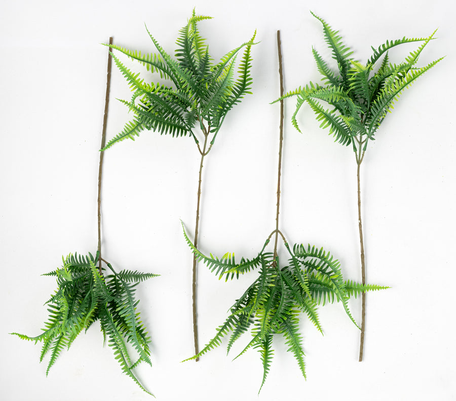 18" Plastic Fern Bundle: Two-Tone Green (4)