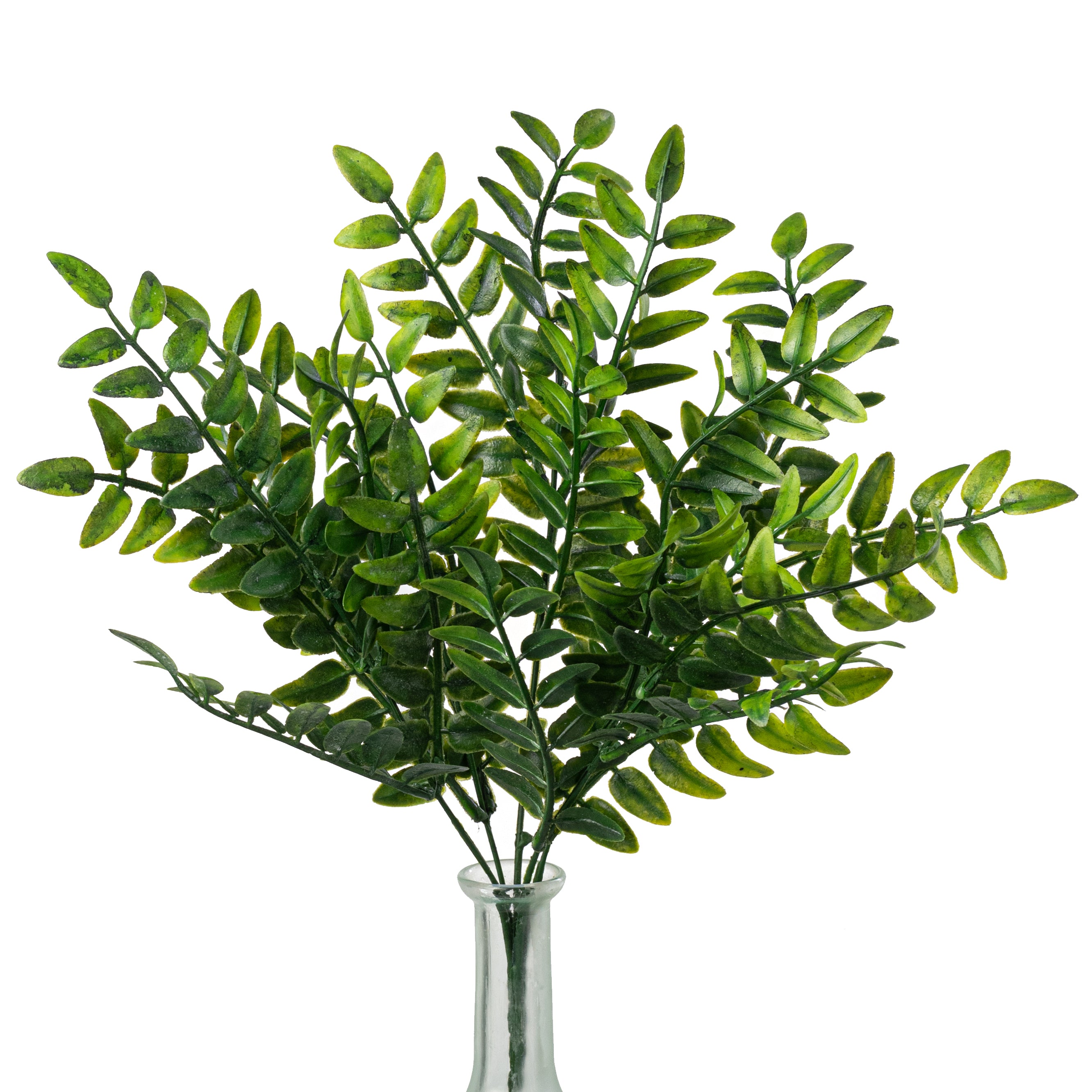 16" Mini Leaves Bush: Two-Tone Green