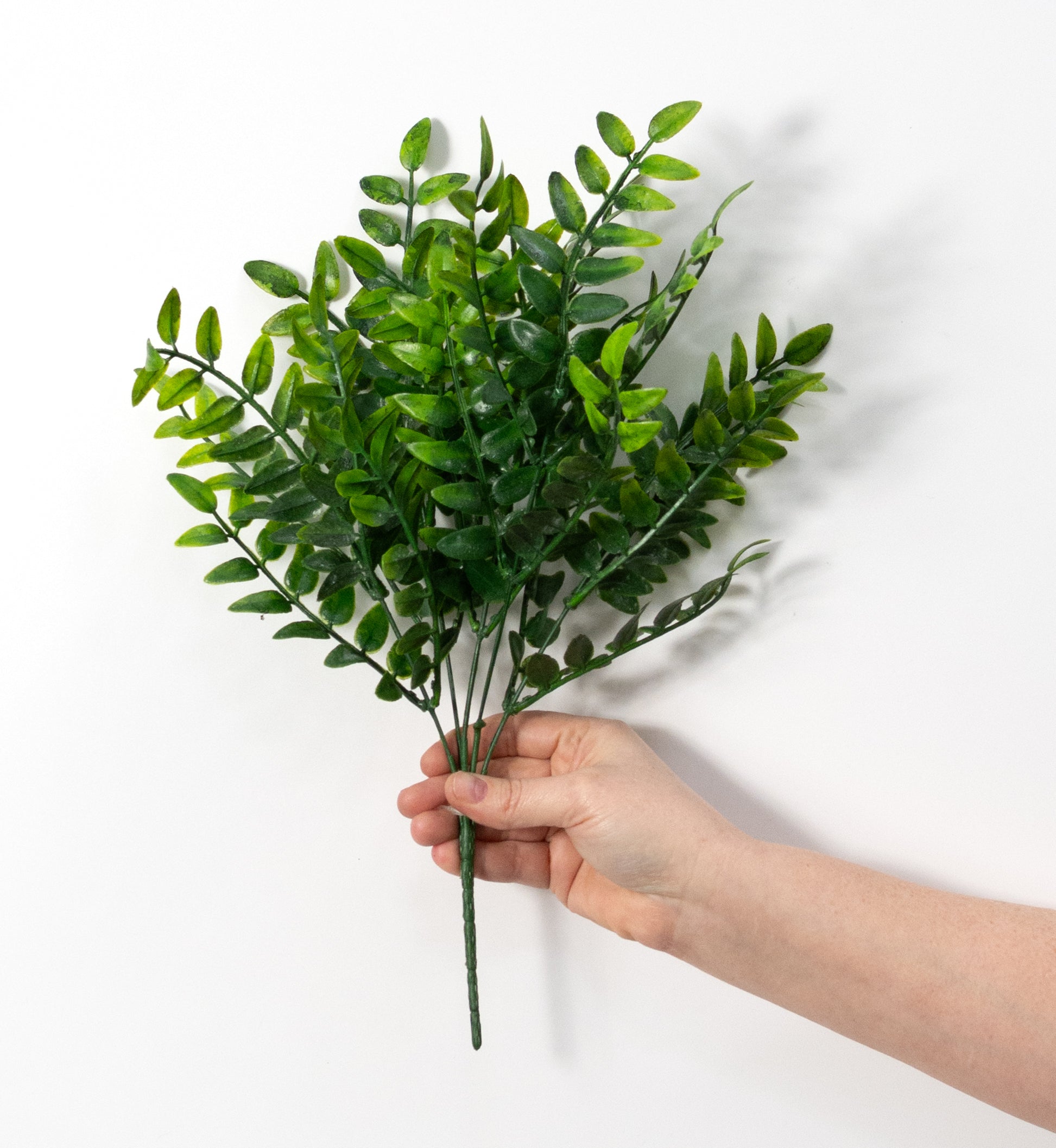16" Mini Leaves Bush: Two-Tone Green