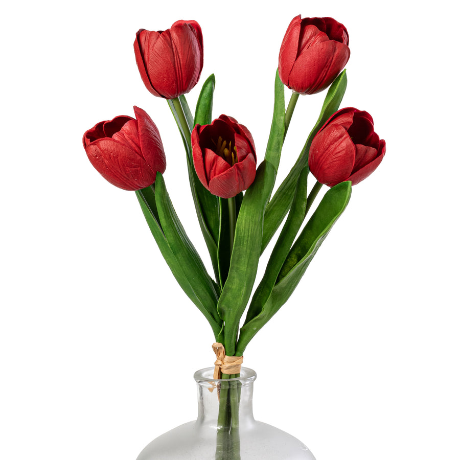 21" Large Soft Touch Tulip Flower Bundle: Red (5)