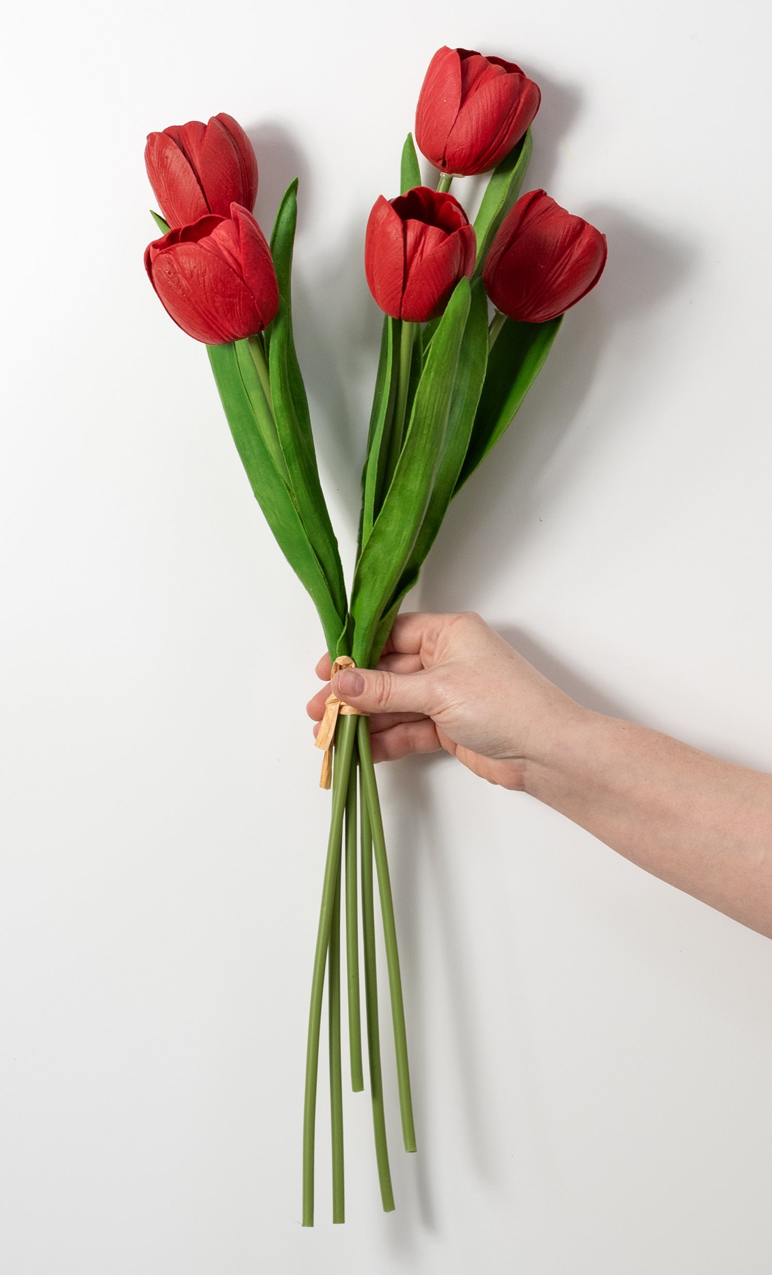 21" Large Soft Touch Tulip Flower Bundle: Red (5)