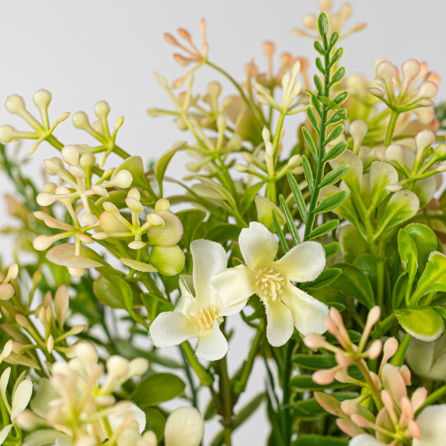 16" Plastic Leaves & Wildflowers Bush: Peach & Cream