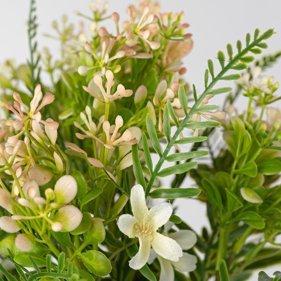 16" Plastic Leaves & Wildflowers Bush: Peach & Cream