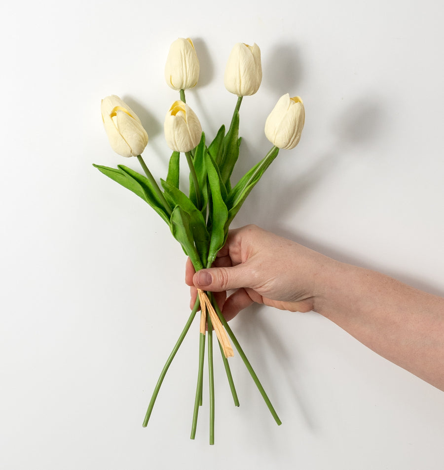 13" Large Soft Touch Tulip Bud Bundle: Cream (6)