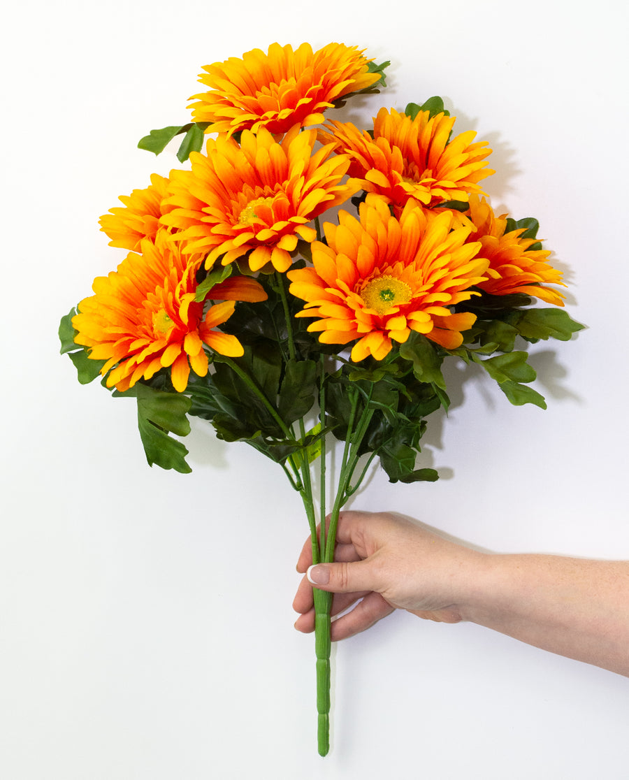 20" Satin Gerber Daisy Bush: Orange (7)