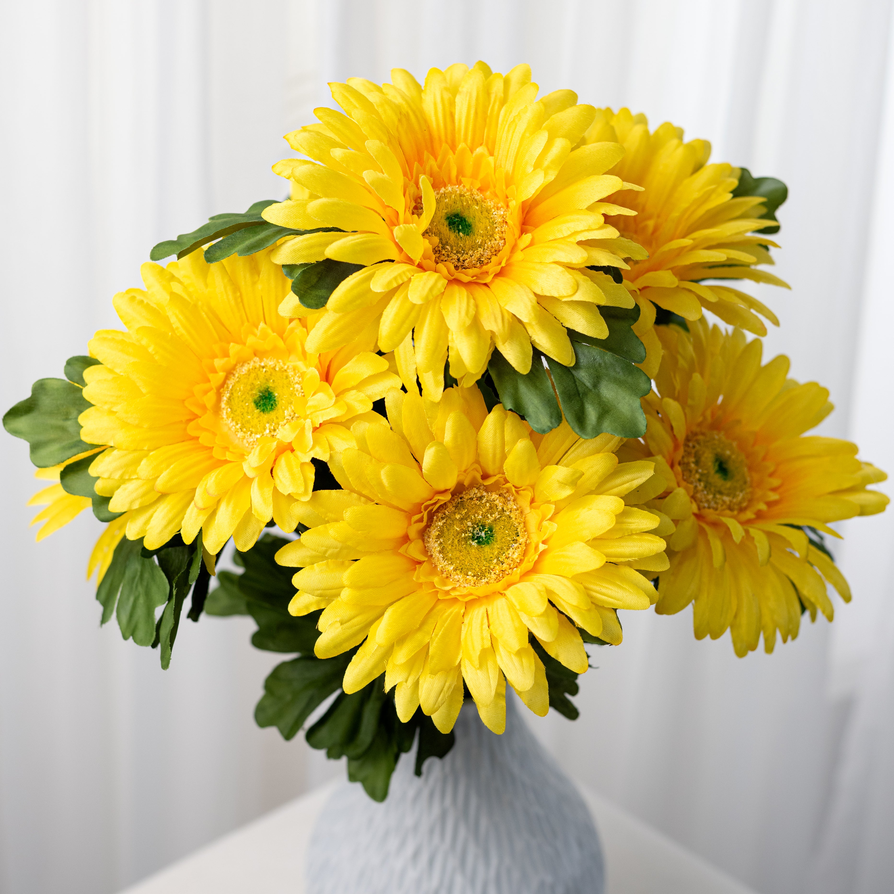 20" Satin Gerber Daisy Bush: Yellow (7)