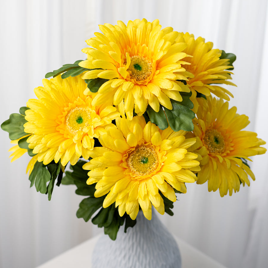 20" Satin Gerber Daisy Bush: Yellow (7)