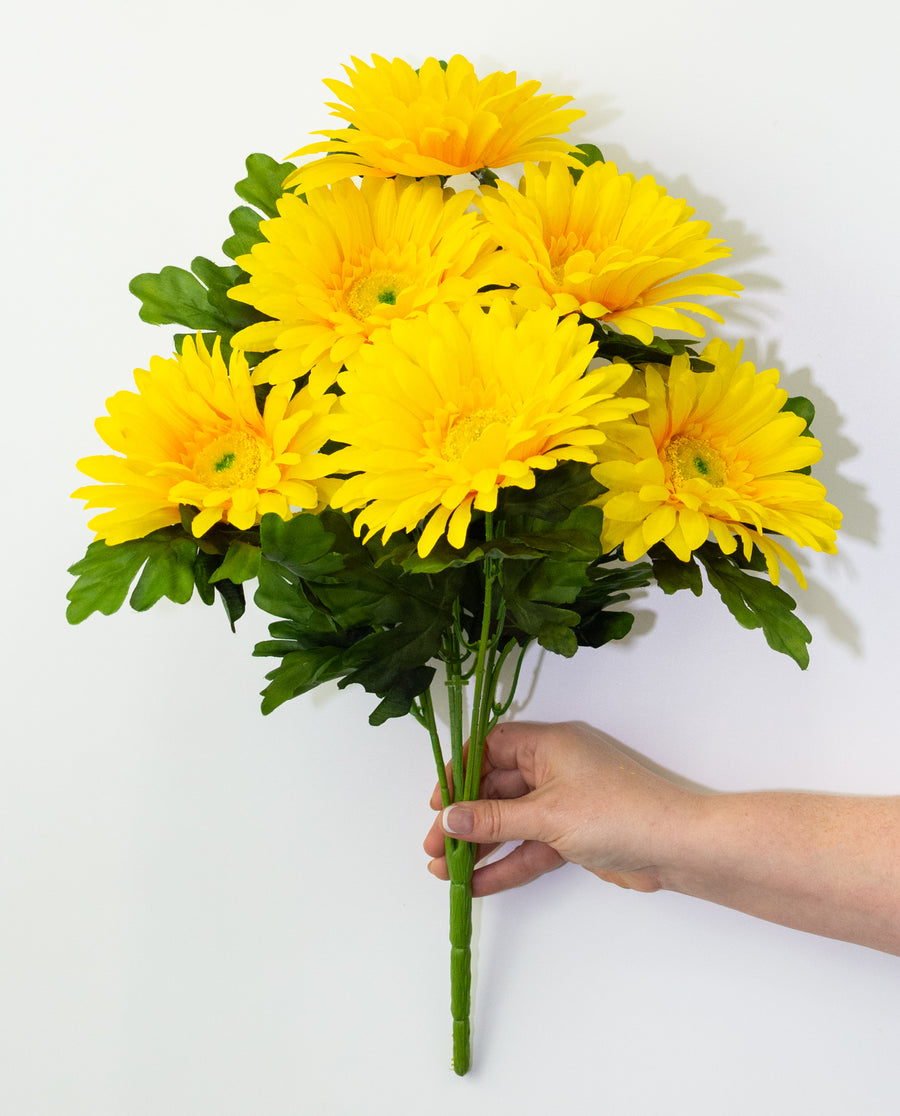 20" Satin Gerber Daisy Bush: Yellow (7)