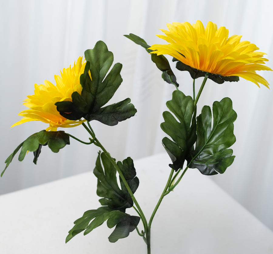 20" Satin Gerber Daisy Bush: Yellow (7)